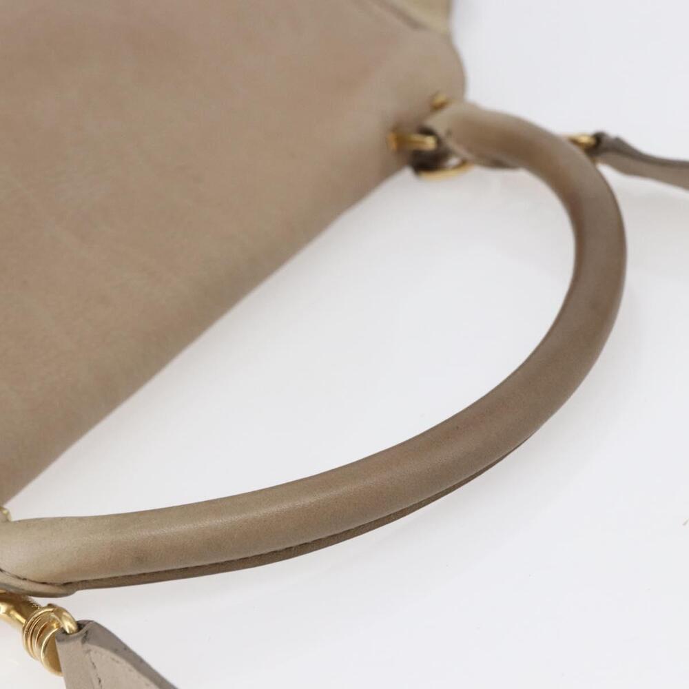 CELINE Trapeze Hand Bag Leather 2way Beige Gold Auth bs30311 - Picture 7 of 16